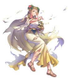 Rule 34 | 1girl, anbe yoshirou, blonde hair, breasts, cape, circlet, clenched teeth, dress, fingernails, fire emblem, fire emblem heroes, flower, flower pot, full body, gold trim, gradient clothes, gradient hair, hair ornament, henriette (fire emblem), highres, holding, jewelry, long dress, looking back, medium breasts, multicolored hair, nintendo, official art, one eye closed, parted lips, petals, pink hair, sandals, teeth, toes, torn clothes, torn dress, transparent background, wide sleeves