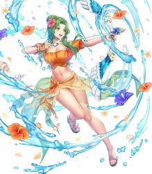 Rule 34 | 1girl, adapted costume, anbe yoshirou, bare shoulders, bikini, bow (weapon), bracelet, breasts, brown eyes, elincia ridell crimea, fire emblem, fire emblem: path of radiance, fire emblem: radiant dawn, fire emblem heroes, flower, frills, full body, gradient clothes, green hair, hair bun, hair flower, hair ornament, hibiscus, highres, holding, holding bow (weapon), holding weapon, jewelry, long hair, medium breasts, navel, necklace, nintendo, non-web source, off-shoulder bikini, off shoulder, official art, parted bangs, puffy short sleeves, puffy sleeves, ribbon, sarong, see-through, short sleeves, solo, stomach, swimsuit, thighs, transparent background, weapon