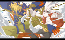Rule 34 | blonde hair, claws, digimon, digimon (creature), goggles, goggles on head, horns, king kazma, summer wars