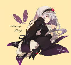 Rule 34 | 00s, back, bad id, bad pixiv id, boots, doll joints, dress, fetal position, frills, full body, hairband, joints, knee boots, long hair, loo, plantar flexion, red eyes, rozen maiden, silver hair, solo, suigintou