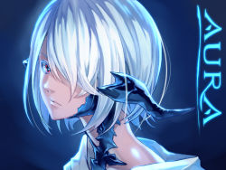 Rule 34 | 10s, au ra, bad id, bad pixiv id, character name, closed mouth, essual (layer world), final fantasy, final fantasy xiv, hair over one eye, horns, portrait, red eyes, scales, solo, warrior of light (ff14), white hair