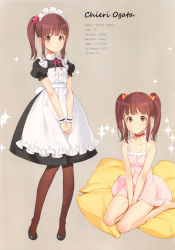 Rule 34 | 10s, 1girl, absurdres, blush, child, dress, hard-translated, highres, idolmaster, idolmaster cinderella girls, looking at viewer, maid, ogata chieri, ooyari ashito, sitting, solo, text focus, thighs, third-party edit