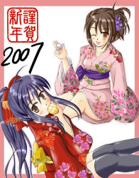Rule 34 | 00s, 2007, hiiragi tomoka, japanese clothes, kimono, new year, shakugan no shana, shana, thighhighs, yoshida kazumi