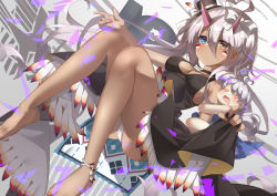 Rule 34 | 1girl, ahoge, ashisi, azur lane, bad id, bad pixiv id, barefoot, black dress, blue eyes, blush, breasts, character doll, choker, closed mouth, commentary request, dark-skinned female, dark skin, dress, eyes visible through hair, facepaint, feather-trimmed dress, feathers, full body, hair between eyes, hat, heart, heart-shaped eyes, heart ahoge, heterochromia, highres, indianapolis (azur lane), indianapolis (the light of circle city) (azur lane), jewelry, long hair, looking at viewer, medium breasts, nail polish, native american, necklace, panties, pantyshot, pink hair, portland (azur lane), sideboob, sitting, skirt hold, solo, top hat, underwear, very long hair, white panties, yellow eyes