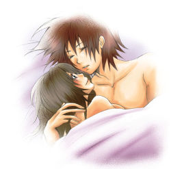 Rule 34 | 00s, anna irving, bed, blush, brown hair, couple, closed eyes, kratos aurion, short hair, sleeping, tales of (series), tales of symphonia