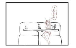 Rule 34 | 10s, 1girl, comic, couch, cup, glasses, hands on own cheeks, hands on own face, headgear, kantai collection, kneehighs, looking up, michimoyo, monochrome, mutsu (kancolle), phone, pleated skirt, short hair, sitting, sketch, skirt, sleeveless, socks, solo, table, teacup, yunomi