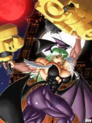 Rule 34 | 1girl, abs, ass, breasts, capcom, demon girl, extreme muscles, female focus, morrigan aensland, muscular, muscular female, outdoors, ren (tainca2000), sky, solo, vampire (game)