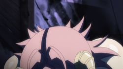 Rule 34 | 1girl, animated, animated gif, bare shoulders, bouncing breasts, breasts, closed eyes, cum, demon girl, hands on face, hands on own face, horns, huge breasts, kyonyuu fantasy, large breasts, open mouth, pink hair, pointy ears, screencap, shamsiel shahar, tagme