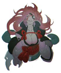 Rule 34 | 1girl, angry, baiken, breasts, cleavage, clenched teeth, eyepatch, guilty gear, highres, japanese clothes, kimono, pink hair, red eyes, teeth, yohane shimizu