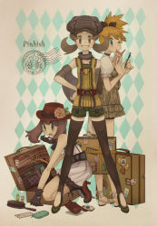 Rule 34 | 00s, 3girls, alternate costume, belt, blouse, blue eyes, boots, bow, bracelet, brown eyes, brown hair, brush, camera, choker, contemporary, creatures (company), dress, fashion, fedora, flower, frills, game freak, gloves, grin, hand on own hip, hat, high heels, hip focus, holding, jewelry, leggings, low twintails, lyra (pokemon), may (pokemon), misty (pokemon), multiple girls, necklace, nintendo, one eye closed, orange hair, pen, pokemon, pokemon (anime), pokemon hgss, pokemon rse, postcard, sandals, sasairebun, shirt, shoes, shorts, side ponytail, smile, suitcase, surprised, thighhighs, twintails, wallet, wink, zettai ryouiki