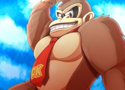 Rule 34 | 1boy, ape, day, donkey kong, donkey kong (series), grin, hand up, looking down, mario (series), necktie, nintendo, smile, the super mario bros. movie