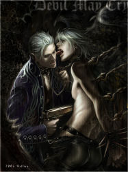 Rule 34 | 00s, 2003, 2boys, brothers, capcom, chain, dante (devil may cry), dark, devil may cry (series), fangs, gun, guro, handgun, incest, licking, male focus, multiple boys, nipples, piercing, pistol, siblings, topless male, vergil (devil may cry), weapon, wolfina, yaoi