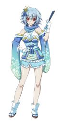 Rule 34 | 10s, 1girl, blue hair, blue scarf, detached sleeves, eyebrows, folded fan, folding fan, full body, gloves, hair ornament, hand fan, highres, holding, holding fan, infinite stratos, looking at viewer, red eyes, sarashiki tatenashi, scarf, short hair, smile, solo, transparent background, white gloves