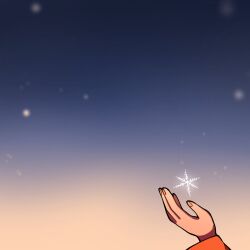 Rule 34 | 1jumangoku, 1other, androgynous, catching, close-up, commentary, faceless, fingernails, gradient sky, hand focus, highres, japanese clothes, kimono, len&#039;en, long sleeves, night, night sky, orange kimono, orange sleeves, sky, snowflakes, snowing, sunset, wide sleeves, zuifeng tenkai