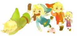 Rule 34 | 4boys, bad id, bad pixiv id, black eyes, blonde hair, company connection, crossover, kirby, kirby (series), link, male focus, multiple boys, multiple persona, nintendo, pointy ears, smile, tetsu (teppei), the legend of zelda, the legend of zelda: four swords, toon link