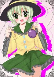 Rule 34 | + +, 1girl, absurdres, bakko, female focus, frills, green eyes, has bad revision, has downscaled revision, hat, hat ribbon, highres, komeiji koishi, md5 mismatch, resolution mismatch, ribbon, short hair, solo, source smaller, third eye, touhou, white hair, wide sleeves