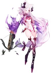 Rule 34 | 1girl, aircraft, artist request, black choker, black gloves, black thighhighs, blue oath, bow, bow (weapon), braid, braided ponytail, breasts, choker, crossbow, damaged, dress, frilled sleeves, frills, full body, gloves, hair bow, highres, holding, holding weapon, jacket, long hair, low-braided long hair, low-tied long hair, medium breasts, multiple braids, official art, one eye closed, open mouth, panties, pink panties, pom pom (clothes), purple jacket, sailor collar, shouhou (blue oath), side braid, smoke, solo, tassel, thighhighs, torn clothes, torn thighhighs, transparent background, underwear, weapon, white dress, wide sleeves, yellow eyes