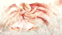 Rule 34 | 1girl, alternate wings, barefoot, blonde hair, bow, bowtie, capelet, dress, closed eyes, female focus, hat, hat bow, kaede (mmkeyy), lily white, multiple wings, ribbon, solo, touhou, white dress, wings