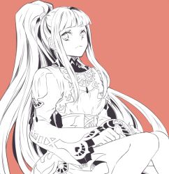 Rule 34 | 10s, 1girl, breasts, crown, dress, jewelry, lailah (tales), monochrome, ponytail, tales of (series), tales of zestiria, very long hair