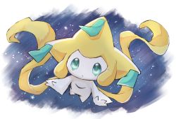 Rule 34 | 1other, aqua eyes, blue background, blue sclera, blue sky, border, colored sclera, colored skin, creatures (company), floating, full body, game freak, gen 3 pokemon, jirachi, legendary pokemon, looking at viewer, mythical pokemon, nintendo, other focus, outside border, parted lips, pokemon, pokemon (creature), sky, solo, space, star (sky), starry sky, sukasshu (mroooo), white border, white skin