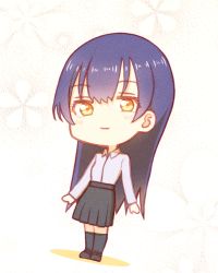 Rule 34 | 1girl, artist name, artist request, black footwear, black legwear, black skirt, blue hair, blush, breasts, brown eyes, chibi, collared shirt, enokube (hikapika4), female focus, full body, hair between eyes, layered skirt, long hair, long sleeves, looking at viewer, love live!, love live! school idol project, miniskirt, outstretched arms, parted lips, plaid, plaid skirt, pleated, pleated skirt, shirt, shoes, skirt, smile, solo, sonoda umi, standing, white background, white shirt, wing collar, yellow eyes