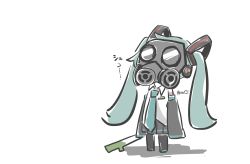 Rule 34 | absurdres, akita aaa, aqua hair, aqua necktie, bare shoulders, black skirt, black sleeves, chibi, commentary, detached sleeves, doodle, food, gas mask, hair ornament, hatsune miku, headphones, highres, holding, holding food, holding spring onion, holding vegetable, long hair, mask, necktie, shirt, shoulder tattoo, skirt, sleeveless, sleeveless shirt, solo, spring onion, tattoo, thighhighs, translated, twintails, vegetable, very long hair, vocaloid, white background, white shirt
