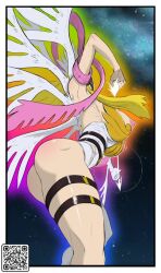 Rule 34 | 1girl, angel, angel girl, angewomon, anythinggoes, ass, belt, breasts, colorized, curvy, digimon, digimon (creature), female focus, large breasts, long hair, mask, nipples, solo, wide hips, wings