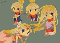 Rule 34 | 2girls, artist name, back, belt, blonde hair, blue eyes, blush, closed mouth, dress, floating hair, full body, gloves, jewelry, long hair, looking up, multicolored hair, multiple girls, multiple persona, necklace, nintendo, open mouth, pink dress, princess zelda, skirt hold, tetra, the legend of zelda, the legend of zelda: the wind waker, tiara, tokuura, toon zelda
