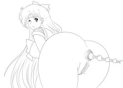 Rule 34 | 1girl, aino minako, anal, anal beads, anal object insertion, anus, ass, bishoujo senshi sailor moon, bow, breasts, female focus, jewelry, large breasts, long hair, magical girl, object insertion, pussy, ribbon, sailor collar, sailor venus, sex toy, solo, thighs, uncensored, very long hair