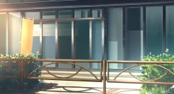 Rule 34 | banner, building, bush, commentary request, fence, hakuurei amano, highres, no humans, original, outdoors, reflection, scenery, shadow, watermark