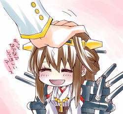 Rule 34 | 10s, 1boy, 1girl, admiral (kancolle), ahoge, bad id, bad pixiv id, bare shoulders, brown hair, detached sleeves, double bun, hairband, head pat, headgear, japanese clothes, kantai collection, kongou (kancolle), long hair, nontraditional miko, personification, headpat, senmu (0107), solo focus, translated