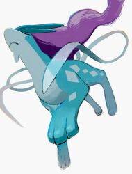 Rule 34 | animal focus, closed eyes, closed mouth, creatures (company), from below, frown, full body, game freak, gen 2 pokemon, gogot, head back, highres, legendary pokemon, nintendo, no humans, pokemon, pokemon (creature), simple background, solo, suicune, white background