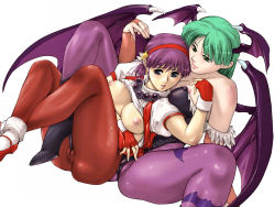 Rule 34 | 2girls, animal print, asamiya athena, ass, bat print, breasts, cameltoe, capcom, capcom vs snk, capcom vs snk 2, clothes lift, crossover, crotch, demon girl, front to back, hair ornament, hairband, head wings, high heels, highres, king of fighters 97, large breasts, legs, leotard, mine (artist), morrigan aensland, multiple girls, nipples, pantyhose, print legwear, red hairband, shirt lift, shoes, skin tight, snk, star (symbol), star hair ornament, the king of fighters, the king of fighters &#039;97, uncommon stimulation, vampire (game), wings, yuri