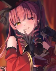 Rule 34 | 1girl, 2022, absurdres, black corset, black gloves, blush, cleavage, closed mouth, corset, detached sleeves, drill hair, drill sidelocks, gloves, gothic lolita, heterochromia, highres, hololive, houshou marine, houshou marine (gothic lolita), licking lips, lolita fashion, long hair, long sleeves, looking at viewer, official alternate costume, red eyes, red hair, scarf (50464982), see-through, see-through cleavage, sidelocks, solo, tongue, tongue out, upper body, virtual youtuber, yellow eyes
