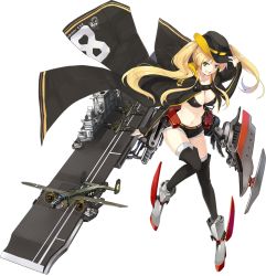 Rule 34 | 1girl, aircraft, airplane, azur lane, belt, bikini, bikini top only, black bikini, black hat, black ribbon, black shorts, black thighhighs, blonde hair, breasts, cleavage, clothes writing, cowboy hat, cutoffs, eyebrows, facing away, flight deck, floating hair, front-tie bikini top, front-tie top, full body, green eyes, grey footwear, grin, groin, hair tie, hand on headwear, hao (patinnko), hat, hornet (azur lane), long hair, long sleeves, machinery, medium breasts, midriff, navel, over-kneehighs, ribbon, short shorts, shorts, shrug (clothing), sidelocks, sleeves past wrists, smile, solo, stomach, swimsuit, teeth, thighhighs, transparent background, turret, twintails, wasp, white thighhighs, yellow belt, zettai ryouiki