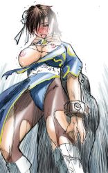 Rule 34 | asphyxiation, assisted exposure, bad end, beaten, boots, breasts, capcom, chun-li, covered erect nipples, huge breasts, nipples, pantyhose, ryona, strangling, street fighter, torn clothes, torn legwear