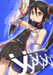 Rule 34 | 1girl, bare shoulders, black hair, blue eyes, detached sleeves, game console, green eyes, heterochromia, long hair, looking at viewer, open mouth, personification, power memory, satomura kyou, sega, sega hard girls, sega saturn, sega saturn (sega hard girls), skirt, twintails