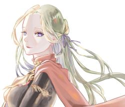 Rule 34 | 1girl, artist request, bad id, bad pixiv id, blonde hair, blue eyes, cape, ascot, edelgard von hresvelg, fire emblem, fire emblem: three houses, gloves, hair ornament, long hair, looking at viewer, mole, mole under mouth, nintendo, simple background, solo, uniform, white background