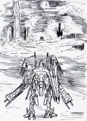 Rule 34 | armored core, armored core: for answer, armored core 4, back, dual wielding, from software, gun, holding, laser cannon, mecha, rifle, robot, scan, weapon