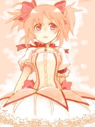 10s 1girl bow bow_choker bubble_skirt choker female_focus kaname_madoka kaname_madoka_(magical_girl) magical_girl mahou_shoujo_madoka_magica mahou_shoujo_madoka_magica_(anime) pink_eyes pink_hair short_twintails skirt solo tegaki twintails