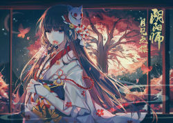 Rule 34 | 1girl, absurdres, arm warmers, bad id, bad pixiv id, bell, black hair, blurry, bug, butterfly, character request, cherry blossoms, commentary request, crescent moon, depth of field, flower, fox mask, hair ornament, highres, holding, holding flower, insect, japanese clothes, jingle bell, kimono, lococo:p, long hair, looking at viewer, mask, mask on head, md5 mismatch, moon, night, night sky, obi, onmyoji, purple eyes, resolution mismatch, sash, short sleeves, sidelocks, sky, smoke, solo, source smaller, translation request, tree, upper body, white kimono, wide sleeves