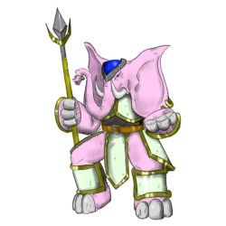 Rule 34 | armor, belt, digimon, elephant, highres, looking at viewer, original, polearm, spear, tusks, weapon