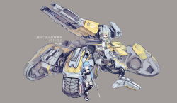 Rule 34 | 2girls, absurdres, antennae, aqua hair, blue eyes, character request, chinese text, covered navel, dated, grey background, gun, hatsune miku, highres, leotard, long hair, military, military vehicle, motor vehicle, multiple girls, short hair, siege tank, starcraft, strapless, strapless leotard, tank, thighhighs, translation request, twintails, vocaloid, weapon, zhongye yu