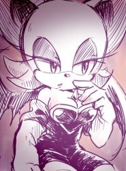 Rule 34 | 1girl, artist request, breasts, cleavage, elbow gloves, furry, rouge the bat, sonic (series), wings