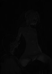 Rule 34 | 2girls, absurdres, arm piercing, barbell piercing, breasts, dark, ear piercing, feet out of frame, glint, greyscale, hair over one eye, half-closed eyes, hand up, hand web piercing, head tilt, highres, holding hands, hoshi syoko, idolmaster, idolmaster cinderella girls, industrial piercing, lip piercing, long bangs, looking at another, looking at viewer, monochrome, multiple girls, navel piercing, nipple piercing, out of frame, panties, panty pull, payama, piercing, shirasaka koume, simple background, skinny, small breasts, solo focus, spiked ear piercing, spread legs, tareme, topless, underwear, underwear only