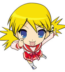 Rule 34 | blonde hair, blue eyes, chibi, lowres, sasamori karin, school uniform, to heart, to heart (series), to heart 2, twintails