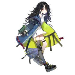Rule 34 | 1girl, backpack, bag, belt, black hair, black thighhighs, boots, c-ms (girls&#039; frontline), cbj-ms, foregrip, full body, girls&#039; frontline, gun, handgun, holding, holding gun, holding weapon, jacket, knee pads, long hair, machine pistol, mole, mole under eye, name connection, official art, personal defense weapon, pistol, pistol stabilizing brace, pouch, red eyes, single thighhigh, solo, stock (firearm), stubby grip, submachine gun, telescoping stock, thigh strap, thighhighs, transparent background, trigger discipline, vertical forward grip, weapon, xiao chichi