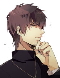 Rule 34 | 1boy, brown eyes, brown hair, cross, cross necklace, fate/zero, fate (series), holding, holding cross, jewelry, kotomine kirei, male focus, necklace, solo, zaqloxxx
