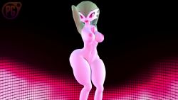 Rule 34 | 1girl, 20s, 3d, animated, arms behind head, artist name, audible music, between breasts, black background, bob cut, bouncing breasts, breasts, colored skin, creatures (company), dancing, derivative work, female focus, fin, game freak, gardevoir, gen 3 pokemon, glowing, glowing background, green hair, green skin, hair between eyes, highres, large breasts, logo, looking at viewer, me!me!me!, multicolored background, multicolored skin, music, nintendo, nipples, nude, pervertguy341, pink background, pokemon, pokemon (creature), pussy, red eyes, short hair, smile, solo, sound, swaying, thick thighs, thighs, two-tone skin, uncensored, video, video, white skin, wide hips