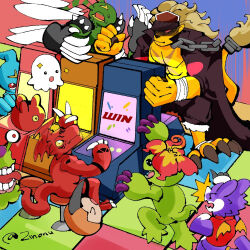 bancholeomon digimon digimon_(creature) digital_hazard flower guilmon gumdramon monster_girl numemon palmon petals plant_girl poyomon punimon sharp_teeth stingmon teeth tunomon v-mon